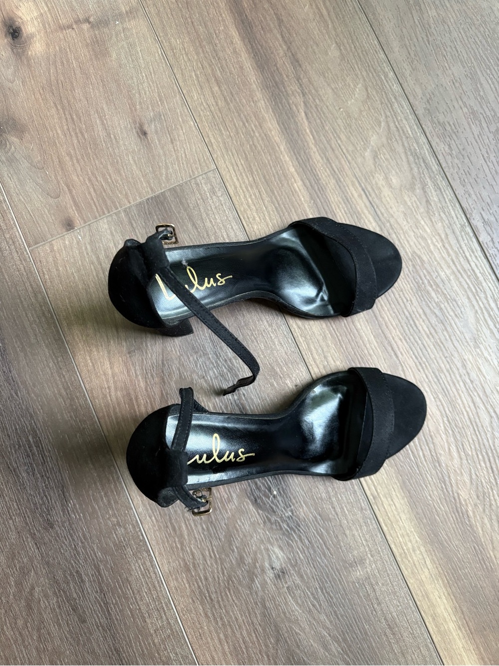 Lulu's Black Ankle-Strap Open-Toe Heels